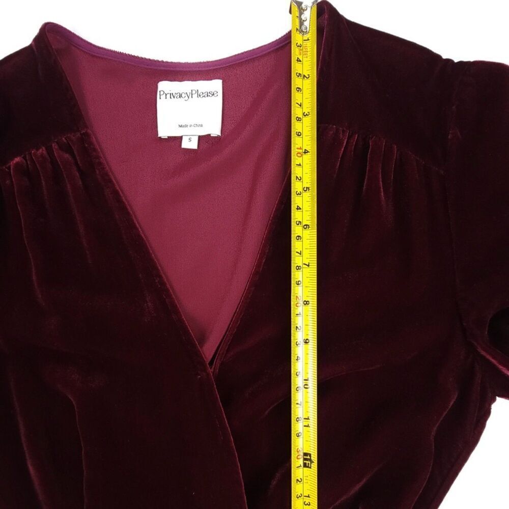 PRIVACY PLEASE Krause Crushed Velvet Maxi Wrap Dress Romantic Burgundy Small - Picture 5 of 7
